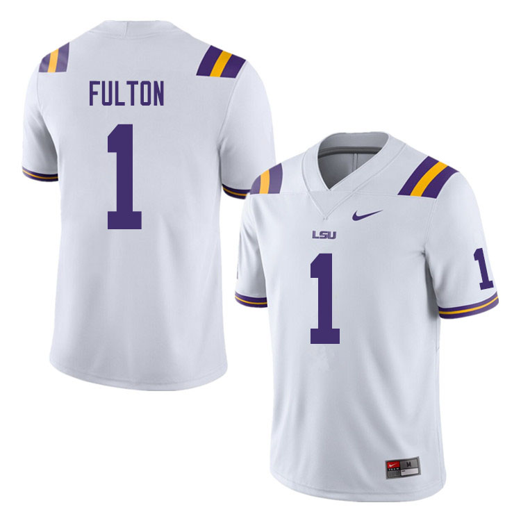 Men #1 Kristian Fulton LSU Tigers College Football Jerseys Sale-White